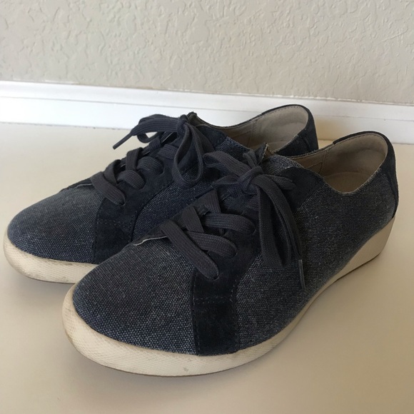 Dansko | Shoes | Dansko Olisa Denim Lace Up Canvas Suede Sneakers ...